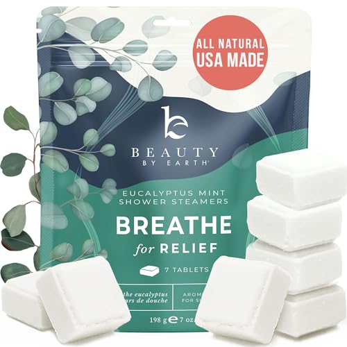 Shower Steamers Aromatherapy - USA Made with Natural Ingredients - Valentines Day Gifts for Women and Men, Eucalyptus Shower Bombs with Essential Oils, Relaxation Gifts, Gifts for Mom, Mens Gift Ideas - Eucalyptus Mint - 7 Count (Pack of 1)