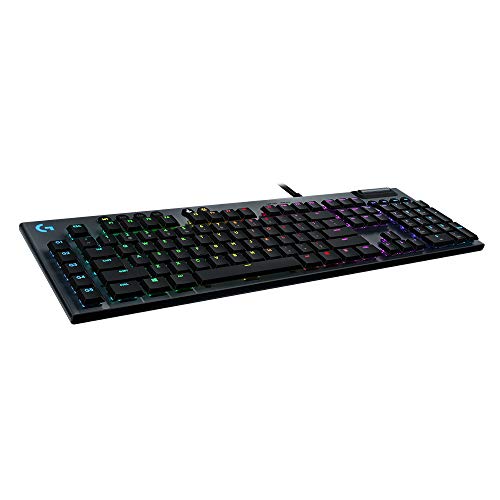 Logitech G815 LIGHTSYNC RGB Mechanical Gaming Keyboard with Low Profile GL Tactile key switch, 5 programmable G-keys, USB Passthrough, dedicated media control - Tactile - Black - Full Size - Wired - Tactile
