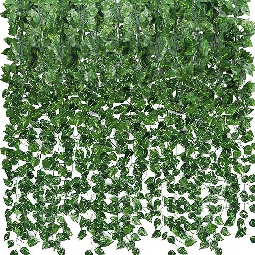 CEWOR 36 Pack 259ft Artificial Ivy Greenery Garland, Fake Vines Hanging Plants Backdrop for Room Bedroom Wall Decor, Green Leaves for Jungle Theme Party Wedding Decoration - D-36pcs of Vines