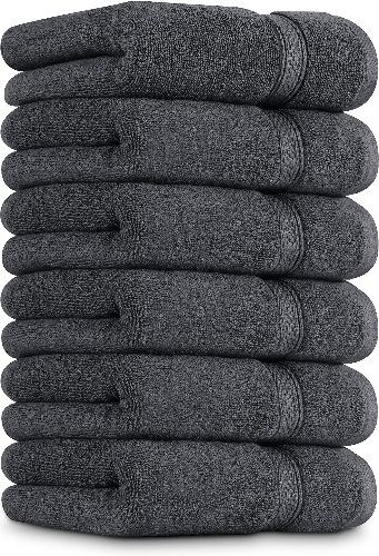 Utopia Towels 6 Pack Premium Hand Towels Set, (16 x 28 inches) 100% Ring Spun Cotton, Ultra Soft and Highly Absorbent 600GSM Towels for Bathroom, Gym, Shower, Hotel, and Spa (Grey) - 6 Piece Hand Towels Grey