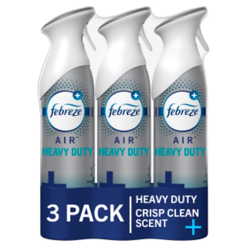 Febreze Air Freshener Spray, Air Deodorizer Odor Fighter Spray For Strong Odors, Bathroom Deodorizer, Heavy Duty Crisp Clean Scent, 8.8 Oz (Pack of 3), Bathroom Spray, Air Refresher - Crisp Clean 8.8 Ounce (Pack of 3)