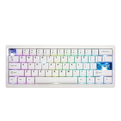 MechLands CIDOO QK61 VIA Programmable 60% Compact Keyboard, Wireless Gaming Keyboard, Hot Swappable Custom Keyboard, Gasket Mechanical Keyboard with PC Plate, RGB, 3000mAh Battery for Win/Mac (White) - White