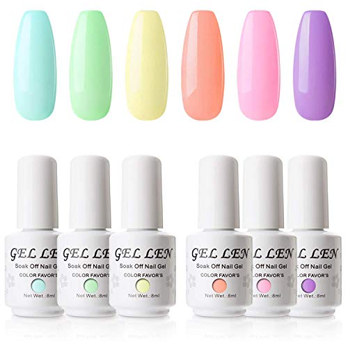 Gellen Gel Nail Polish Set Sweet Candy Series Neon 6 Colors - Summer Nail Art Gel Kit 8ml - Sweet Candy Series