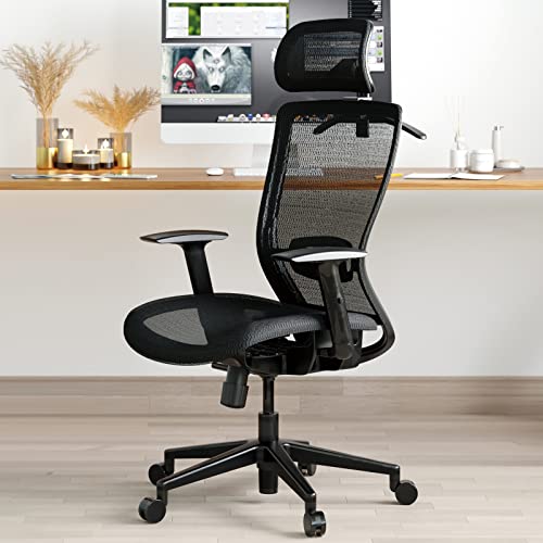 FLEXISPOT Ergonomic Office Chair High Back Mesh Swivel Computer Chair Home Office Desk Chairs with Wheels Lumbar Support Deep Black - Black - Classic
