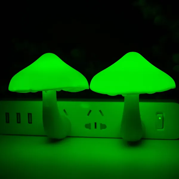 2 Pieces LED Mushroom Night Lamp Plug in Lamp Mushroom Night Light Mini Magic Mushroom Night Lights for Adults Kids Green