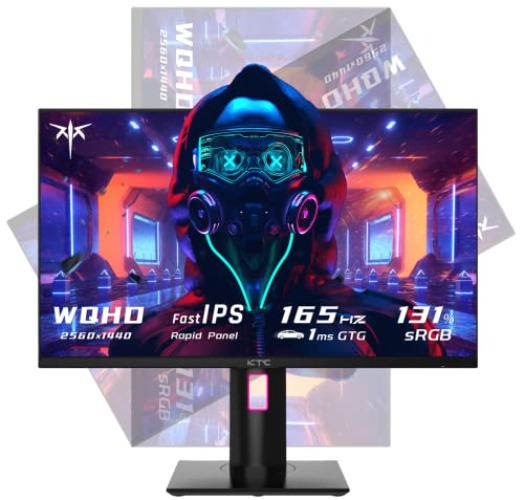 KTC Gaming Monitor, 27 Inch 1440p 165Hz Monitor, 2K QHD 1ms GTG Fast IPS Computer Monitor, HDR, HDMI/USB C/DP Vertical Monitor, FreeSync & G-Sync, Swivel Tilt Height Pivot Adjustable, H27T22 - 27-inch - QHD 165Hz IPS
