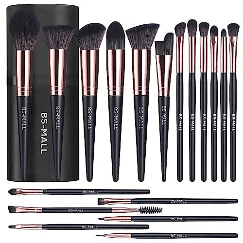 BS-MALL Makeup Brush Set 18 Pcs Premium Synthetic Foundation Powder Concealers Eye shadows Blush Makeup Brushes with black case - G-Rose