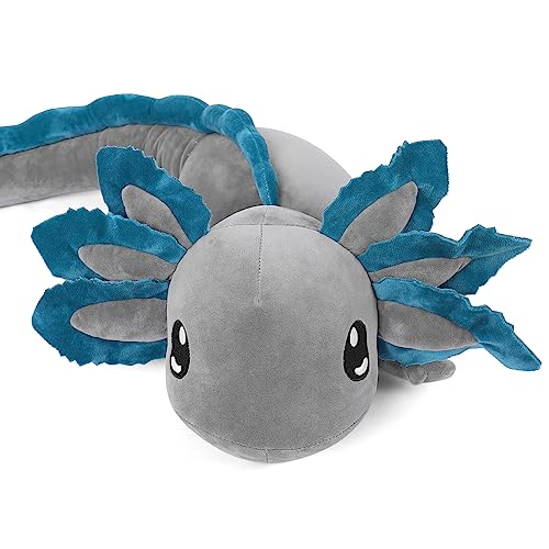 Gubuy 4.2lbs Weighted Axolotl Plush 32", Stuffed Dino Dinosaur Weighted Plush Animal Throws Pillows(Grey) - Grey