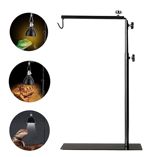 BETAZOOER Reptile Lamp Stand Adjustable Floor Light Holder Stand Landing Lamp Stand Bracket Metal Lamp Support for Reptile Glass Terrarium Heating Light - Large (Pack of 1)