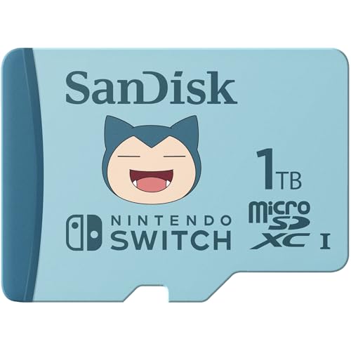 SanDisk 1TB Pokemon Snorlax microSD card for Nintendo Switch, up to 100MB/s read speed, up to 90MB/s write speed, 4K UHD, V30, U3 - 1TB - Pokemon Snorlax