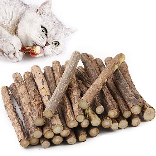 Aidiyapet Cat Catnip Sticks, Cat Chew Sticks, Cat Catnip toys,Matatabi Silvervine Chew Sticks, Cat Dental Chews for Cat Teeth Cleaning, Cat Toys for Indoor Cats - 30 Count (Pack of 1)