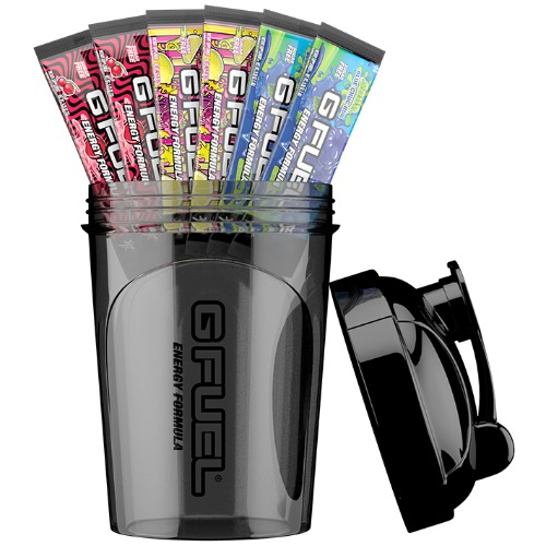 G FUEL Starter Kit | Shaker Cup + 6 Powdered Energy Stick Packs - Blacked Out
