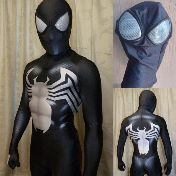 Spiderman Black Suit Costume, Spiderman Cosplay, Venom Symbiote 2 Black Costume, Venom Symbiote 2 Black Cosplay, Halloween Costume