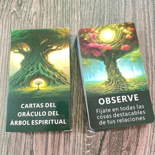 Cartas de oráculo de telepatía de árbol español, baraja de Tarot de adivinación Prophecy con significado en él, palabras clave Taro, 56 cartas - AliExpress 
