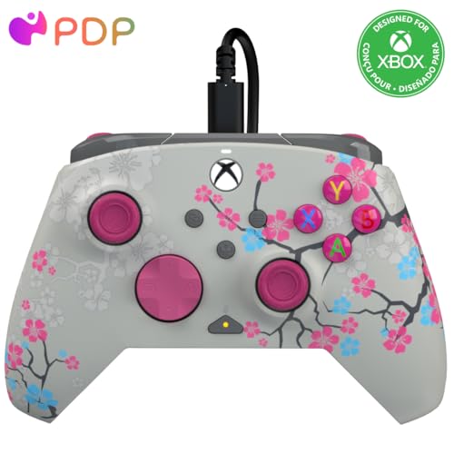 PDP Gaming REMATCH GLOW Enhanced Wired Controller Licensed for Xbox Series X|S/Xbox One/PC/Windows, Mappable Back Buttons, Advanced Customizable App - Pink Cherry Blossom (Glow in the Dark) - Controller - Cherry Blossom (Glow in the Dark)