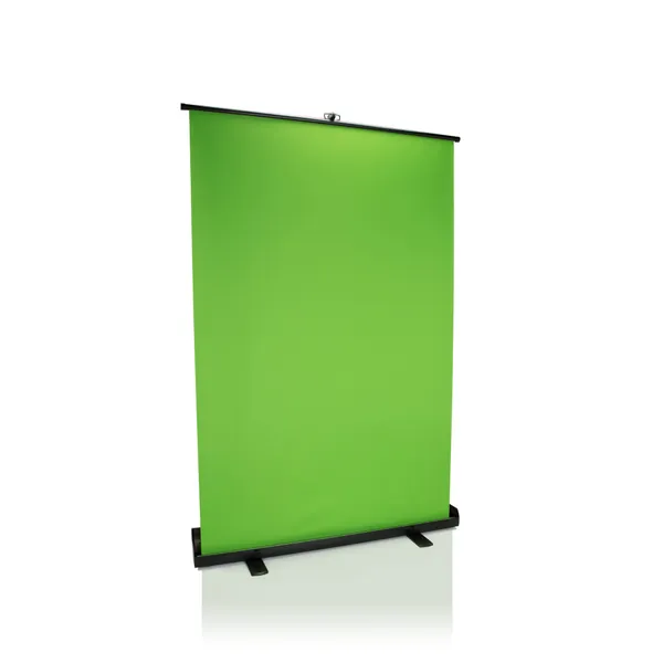 hjh OFFICE 830108 Hopfällbar chroma key-panel för att ta bort bakgrunder GREEN SCREEN 200 x 134 cm Fotobakgrund, Mobil grön skärm i robust aluminiumfodral, Grön