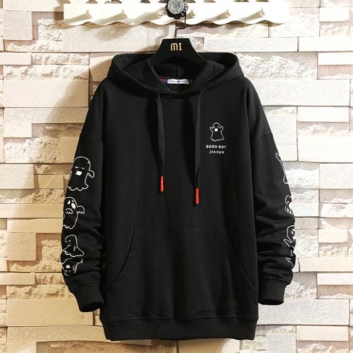 Wailing Wai Wai the Ghost Long Sleeves Hoodie | Black / 3XL