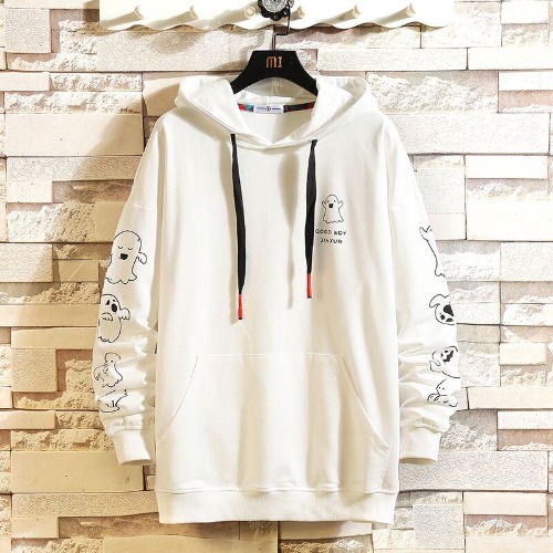 Wailing Wai Wai the Ghost Long Sleeves Hoodie | Cream / 3XL