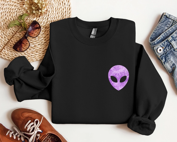 Peace Love Alien Sweatshirt, Boho Outer Space Pullover, Trendy Sweatshirts, Cool Gifts for Him, UFO Sweatshirts, Cute Gifts for Her, Unique