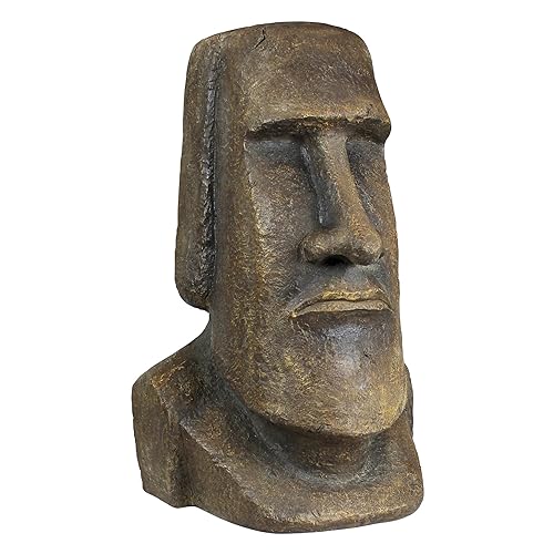 Design Toscano Easter Island Ahu Akivi Moai Monolith Garden Statue, Extra Large, 32 Inch, Cast Stone Resin, Grey Stone - 32 in