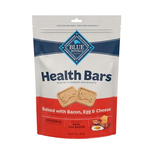Blue Buffalo Health Bars Natural Crunchy Dog Treats Biscuits, Bacon, Egg & Cheese 16-oz Bag - Bacon, Egg & Cheese - 1 Pound (Pack of 1)