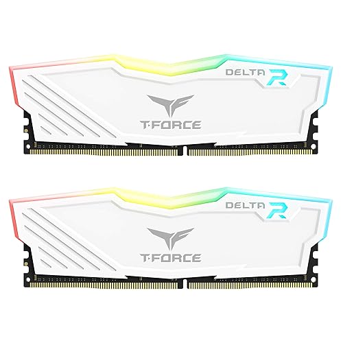 TEAMGROUP T-Force Delta RGB DDR4 16GB (2x8GB) 3200MHz (PC4-25600) CL16 Desktop Memory Module ram White - TF4D416G3200HC16CDC01 - 16GB(2x8GB) - DDR4 3200MHz 16-18-18-38 - White