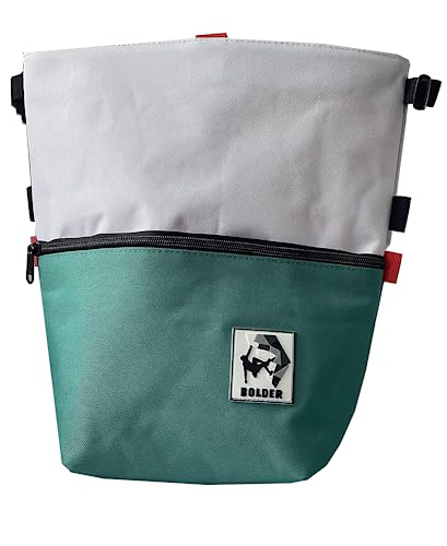 SESH Chalk Bucket - Large Size Chalk Bag for Climbing & Bouldering with Magnetic Closure, 4 Brush Holders, & 2 Side Pockets with Mesh Organizer - Durable - Ocean