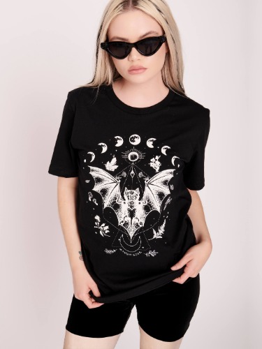Bat Moon Phase T-shirt | SM / Black