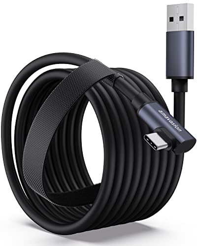 Amavasion Link Cable 16FT Compatible with Oculus/Meta Quest 2/3/Pro Accessories and PC/Steam VR,High Speed PC Data Transfer USB 3.0 to USB C Cable for VR Headset and Gaming PC(Black 16FT) - Black 16FT