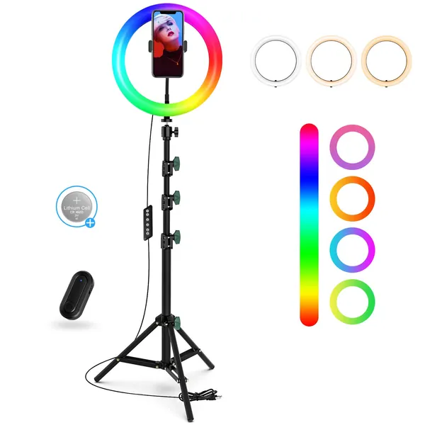 10" RGB Ring Light with Stand and Phone Holder