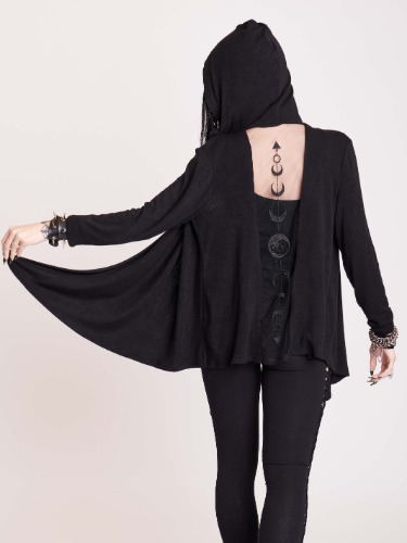 Embroidered Moon Phase Cardigan | SM / Black