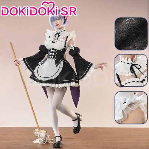 DokiDoki-SR Anime Re: Life In A Different World From Zero Cosplay Rem Ram Costume Maid Black White Dress | Costume Without Pattern Ver.-L-Order Processing Time Refer to Description Page