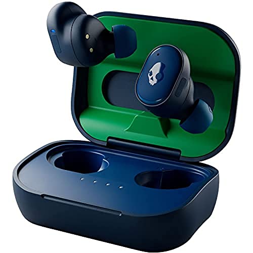 Skullcandy Grind In-Ear Wireless Earbuds, 40 Hr Battery, Skull-iQ, Alexa Enabled, Microphone, Works with iPhone Android and Bluetooth Devices - True Black - Dark Blue/Green - Grind
