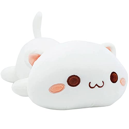 Onsoyours Cute Kitten Plush Toy Stuffed Animal Pet Kitty Soft Anime Cat Plush Pillow for Kids (White Cat, 12") - White Cat - 12"