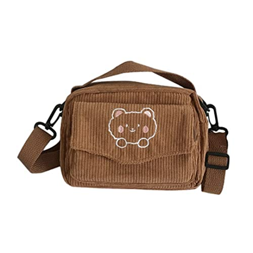 GGOOB Kawaii Purse Crossbody Bag Kawaii Wallet Kawaii Crossbody Bag Kawaii Corduroy Purse - Brown