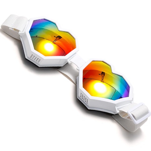 Heart Shaped Sunglasses Fashion Ski Goggles Oversize Love Glasses for Women Men with Gradient Lens Fun Eyewear Eyeglass - White/Colorful Mirrored Lens