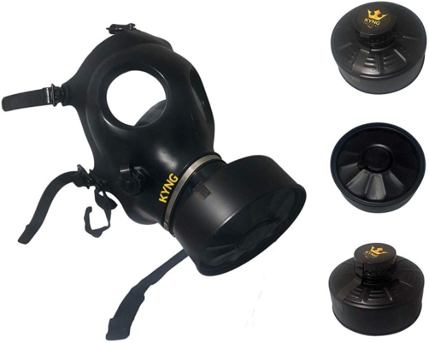 KYNG Israeli Rubber Respirator Style Mask Protection w/Premium Black KYNG 40mm Premium FILTER Canister For Industrial, Chemical Handling, Halloween, Painting, Welding, Prepping, Emergency Preparedness - 