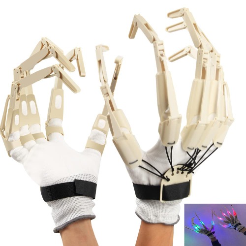 Halloween Articulated Fingers, Upgrade 3D Printed Finger Extensions Articulated Finger Toys, As Flexible as Your Own Fingers, Easy to Put on and Unload, Party Masquerade Props (White Glowing-Upgrade) - White Luminous