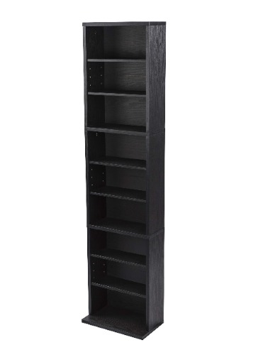 Atlantic Herrin Media Storage Cabinet – Protects & Organizes Prized Music, Movie, Video Games or Memorabilia Collections, PN 74736250 in Ebony - Textured Ebony Cabinet