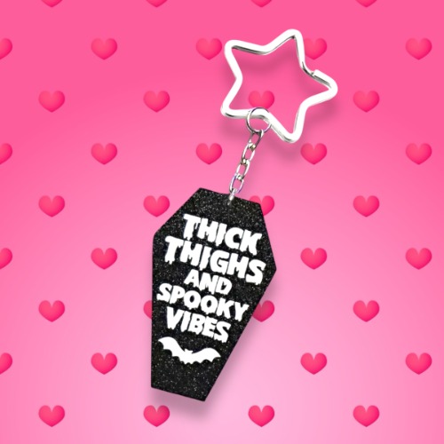 Thick Thighs coffin keychain, Body positive, Halloween, Strange Dollz