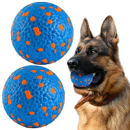FUSOTO Dog Balls for Large Medium Small Dogs, Bouncy Tennis Ball for Aggressive Chewers, Durable Water Toy for All Life Stages, Labrador, Bulldog, German Shepherd, Blue(2 Balls) - 2 PCS - Blue NEW - φ2.75 inch （7cm）