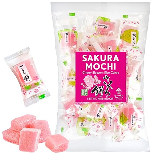 YAMASAN KYOTO UJI Japanese Sakura Mochi Candies -Cherry blossom Rice Cakes- Aromatic Flavor of Japanese Spring 300g/10.58oz - Sakura - 300 g (Pack of 1)