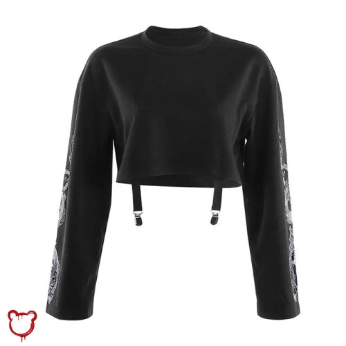 Black Grunge Dragon Sweatshirt - Black / S