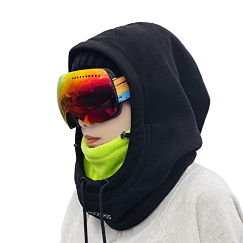 ROCKBROS Ski Mask Balaclava for Men and Women Wind-Resistant Winter Fleece Warm Hood Face Cover Hat Cap Scarf Black Green