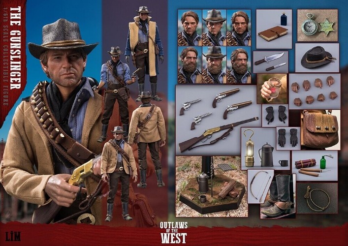 LimToys LIM008 1/6 Outlaw of the West Arthur 12&#034; Male Action Figure W/ 2 Heads