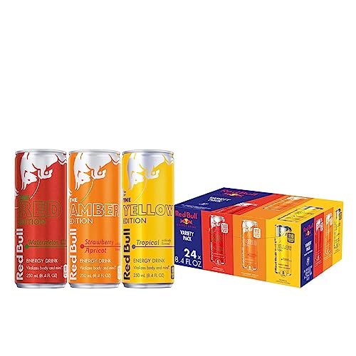 Red Bull Energy Drink Variety Pack, Red Bull Red, Yellow, and Amber Edition and Energy Drinks, 8.4 Fl Oz, 24 pack Cans