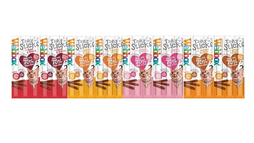 Webbox Cats Delight Tasty Sticks Chews Treats Variety Pack 4 x 6 (24 Sticks) - Beef - 120 g (Pack of 1)