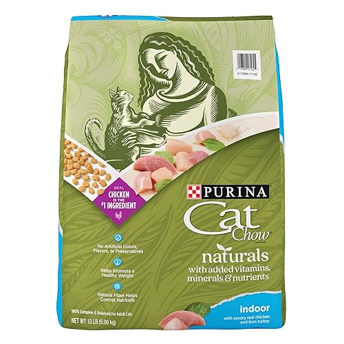 Purina Cat Chow Hairball, Healthy Weight, Indoor, Natural Dry Cat Food, Naturals Indoor - 13 lb. Bag - Dry Food - 13 Pound (Pack of 1)