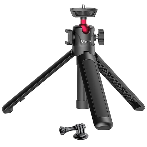 MT-16 Extendable Mini Camera Tripod, 4 Levels Adjustment 360° Ball Head Cold Shoe Lightweight Portable Vlog Travel Selfie Stick Handle Grip Desktop Webcam Tripod for DSLR Action Camera
