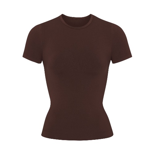 SKIM SOFT SMOOTHING SEAMLESS T-SHIRT | COCOA